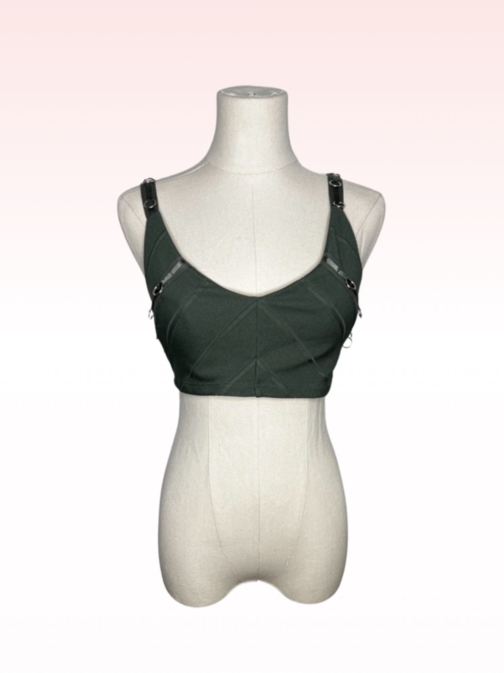 TOPSHOP Green Chain Ring Bandage Crop Top (Sz 4)